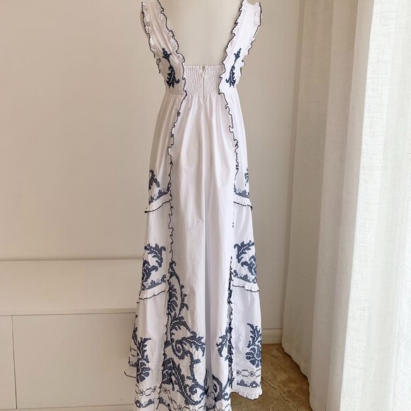 ALEMAIS HAZEL SMOCKED EMBROIDERED MIDI DRESS - Picture 7 of 13